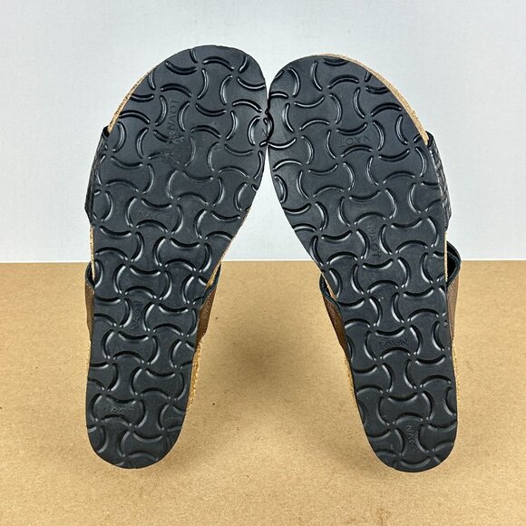 Naot Althea Leather Two Strap Sandals Womens 7 Black Rose Gold Slip On - Picture 7 of 9